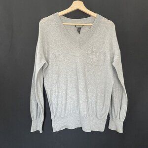 Lucky Brand gray v-neck sweater casual women's size large cotton rayon casual